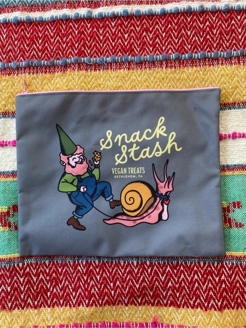 Vegan Treats Gray Zipper Pouch